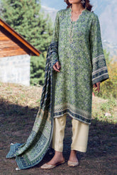 SAGE - Peach Printed Unstitched Suit 3 Pc - 3185
